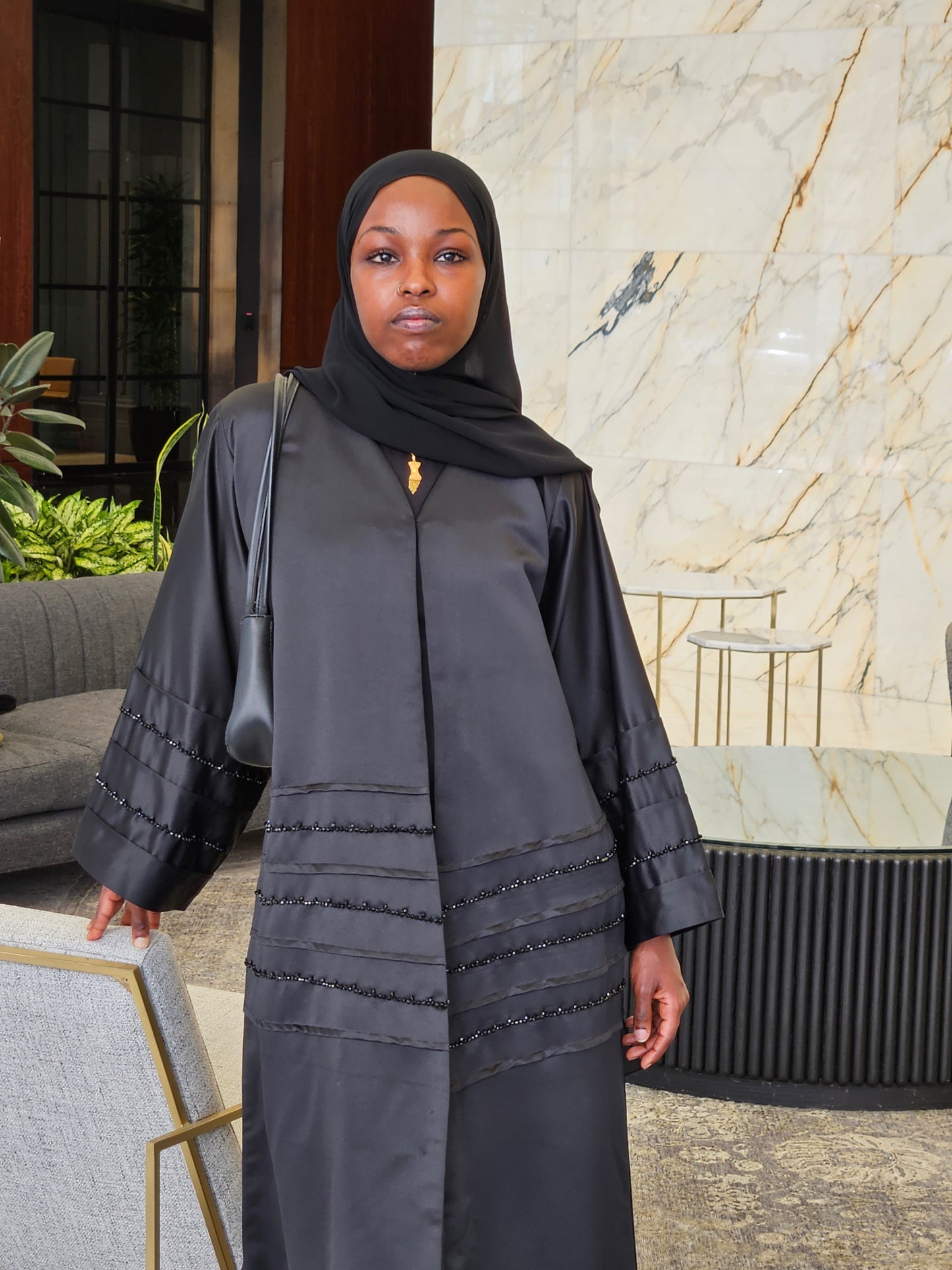 Black Tiered Sleeve - Aurora Abaya Collection