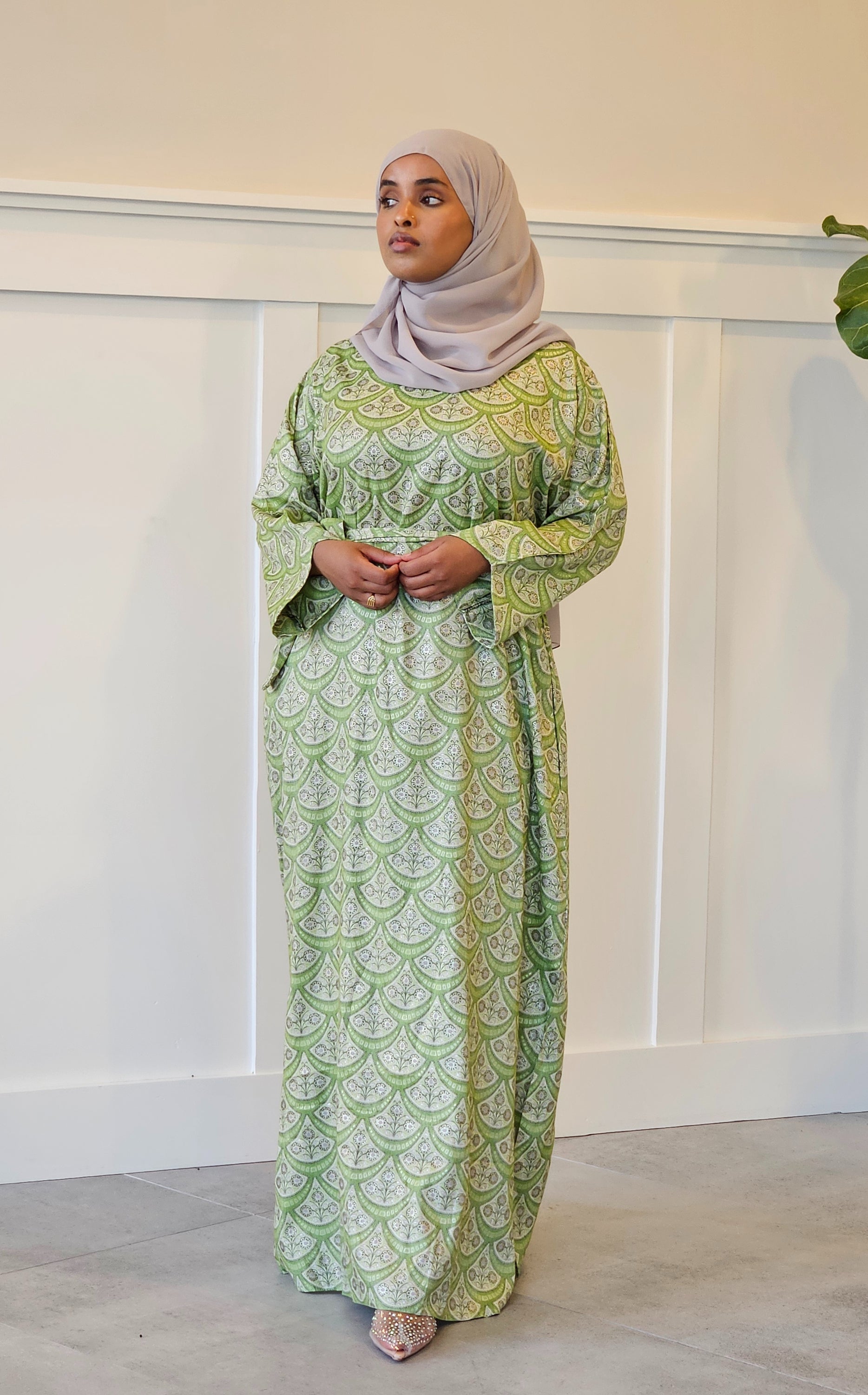 Mabruuk Citrus Grove Kaftan Green Modest Maxi Dress For Women Mabruuk Citrus Grove Kaftan Green Modest Maxi Dress For Women