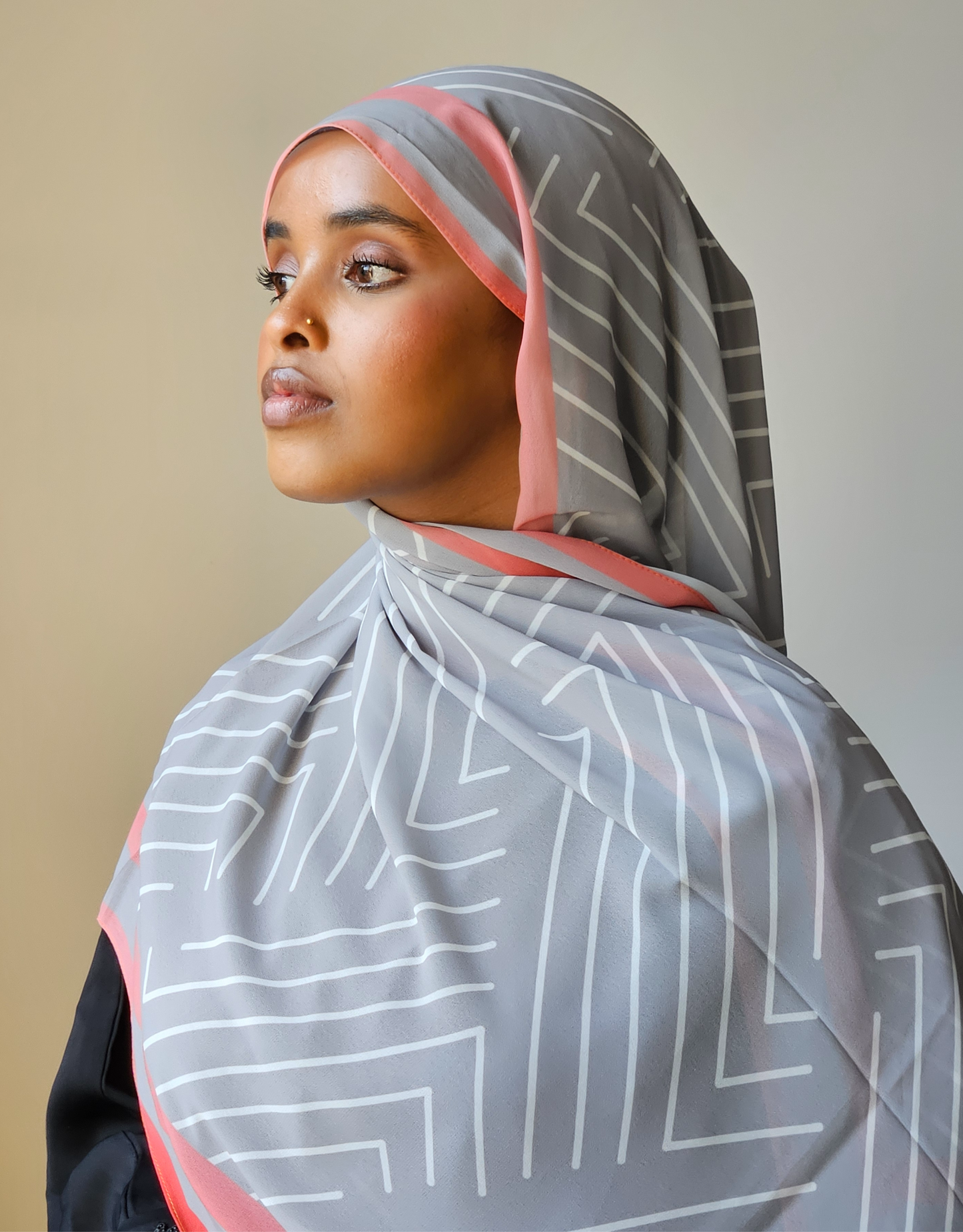 Grey Geometric Chiffon