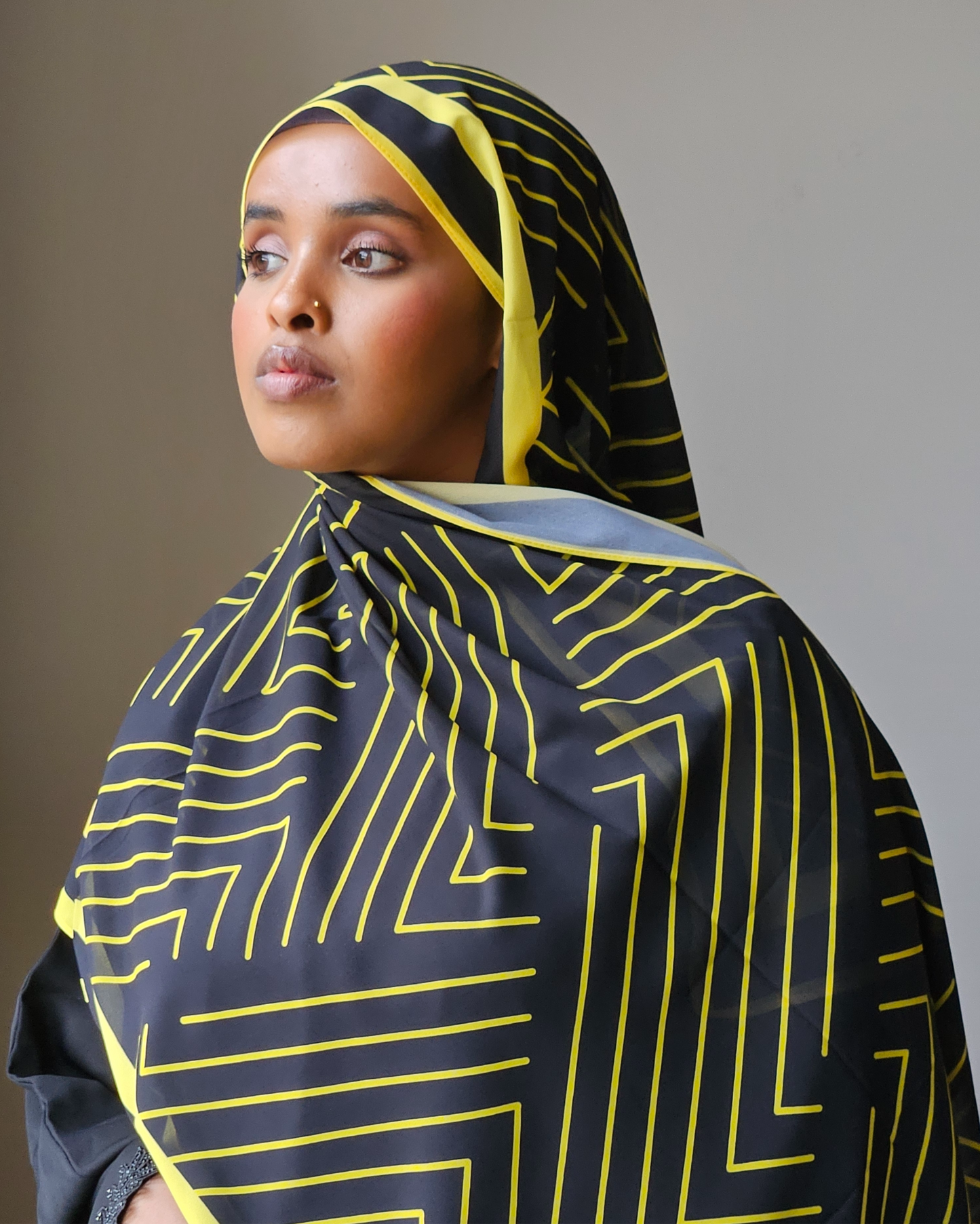 Mustard Geometric Chiffon