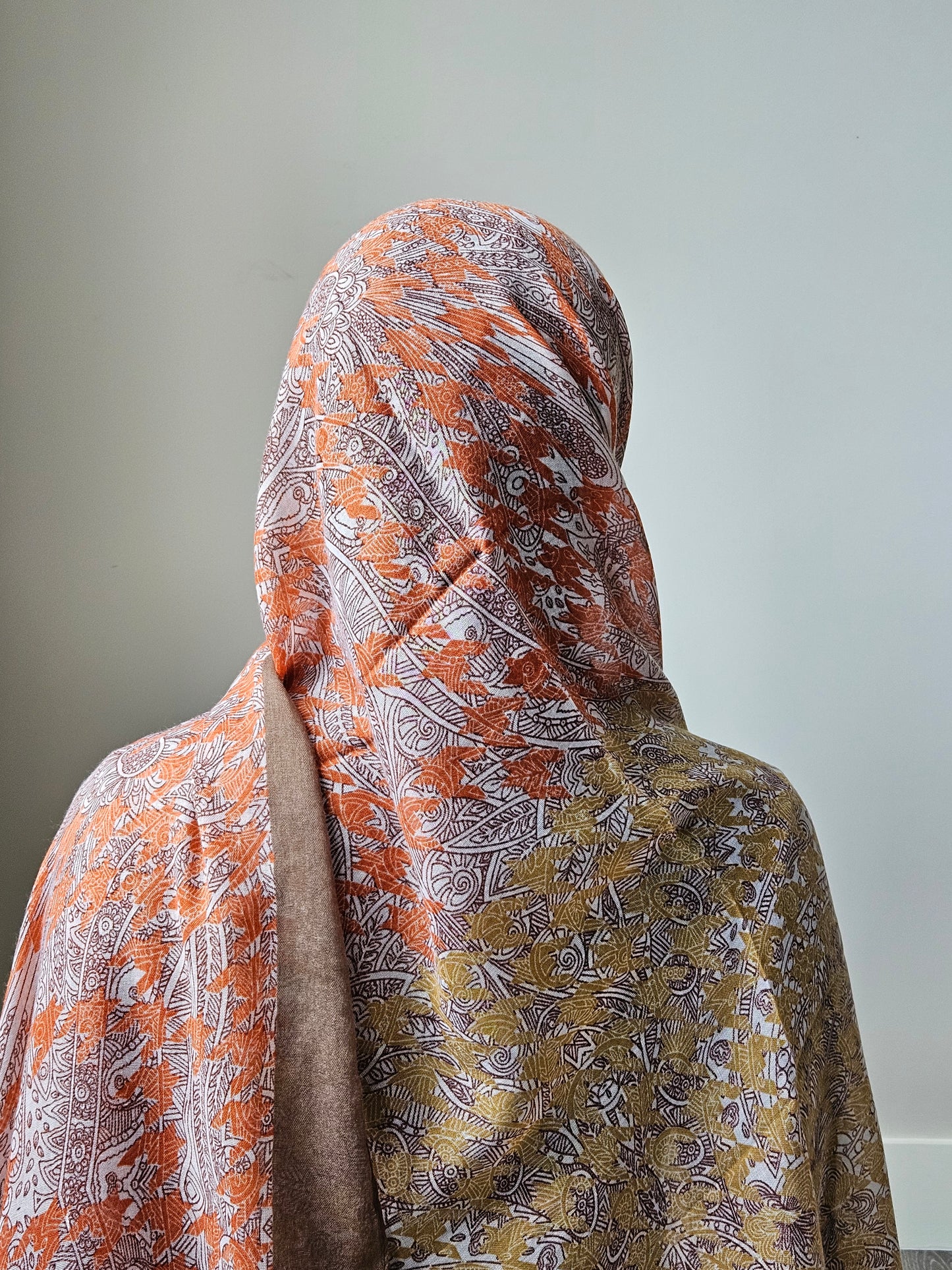 Orange Cotton Print Hijab