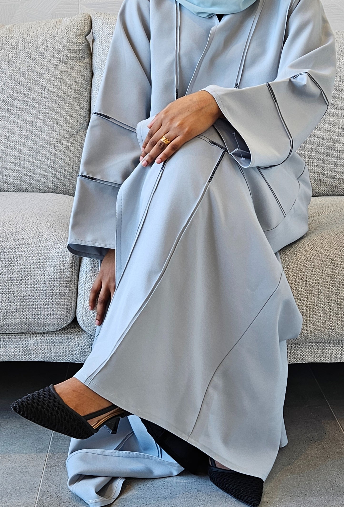 Blue Oasis Light Embroidery Abaya
