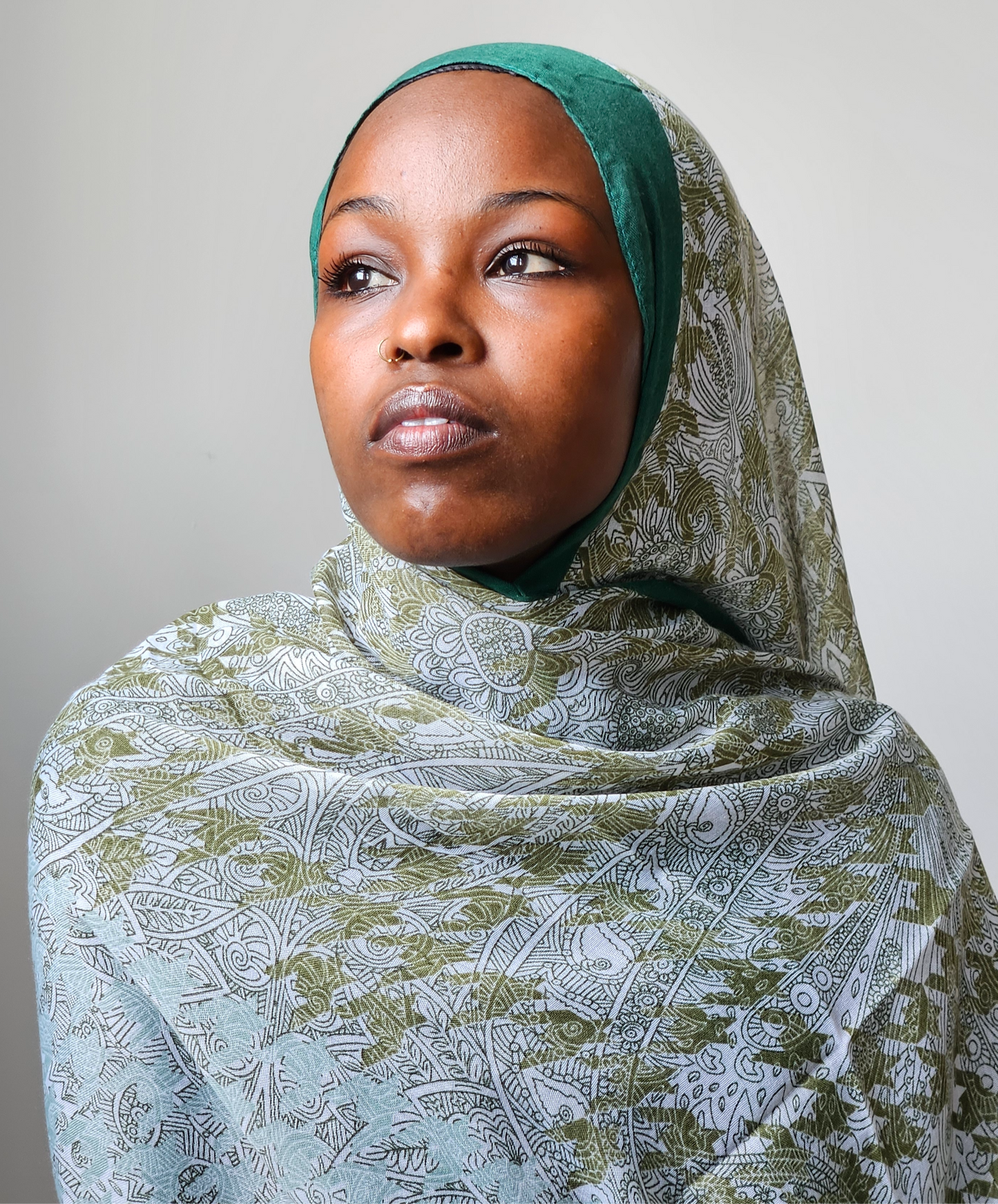 Green cotton Print Hijab