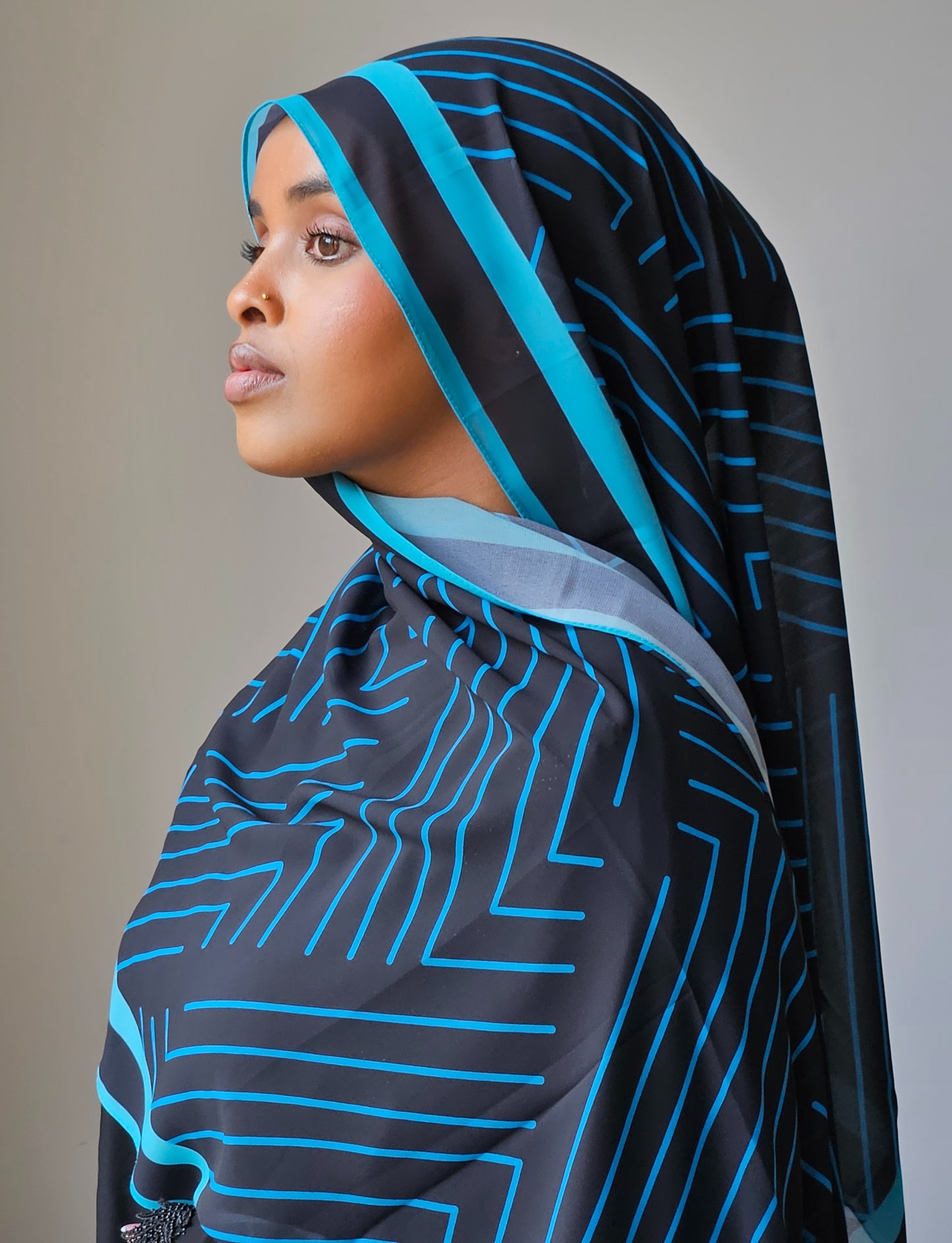 Blue Geometric Chiffon