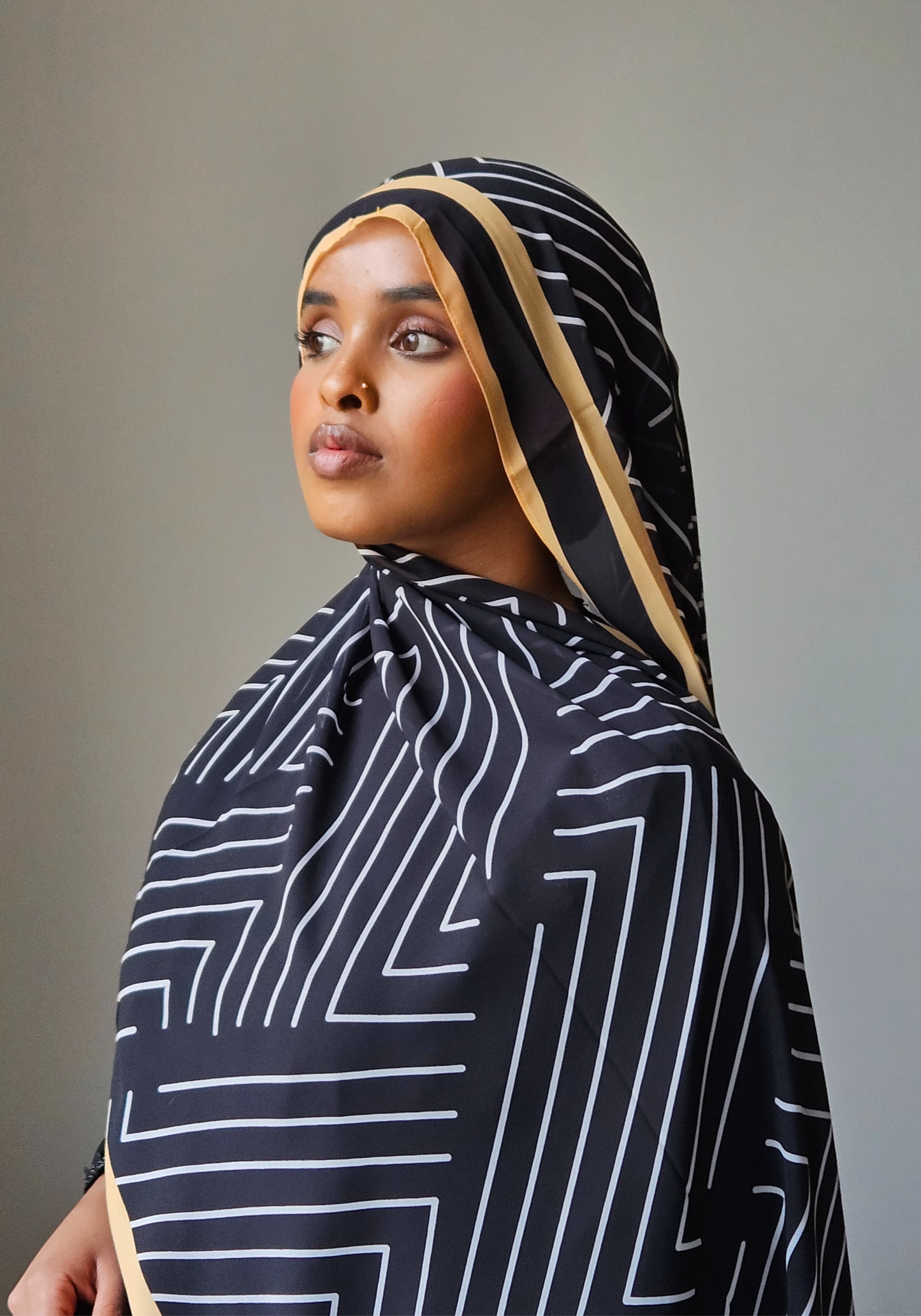 Sand Geometric Chiffon