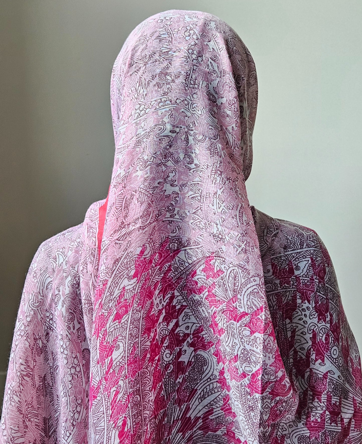 Pink Cotton Print Hijab