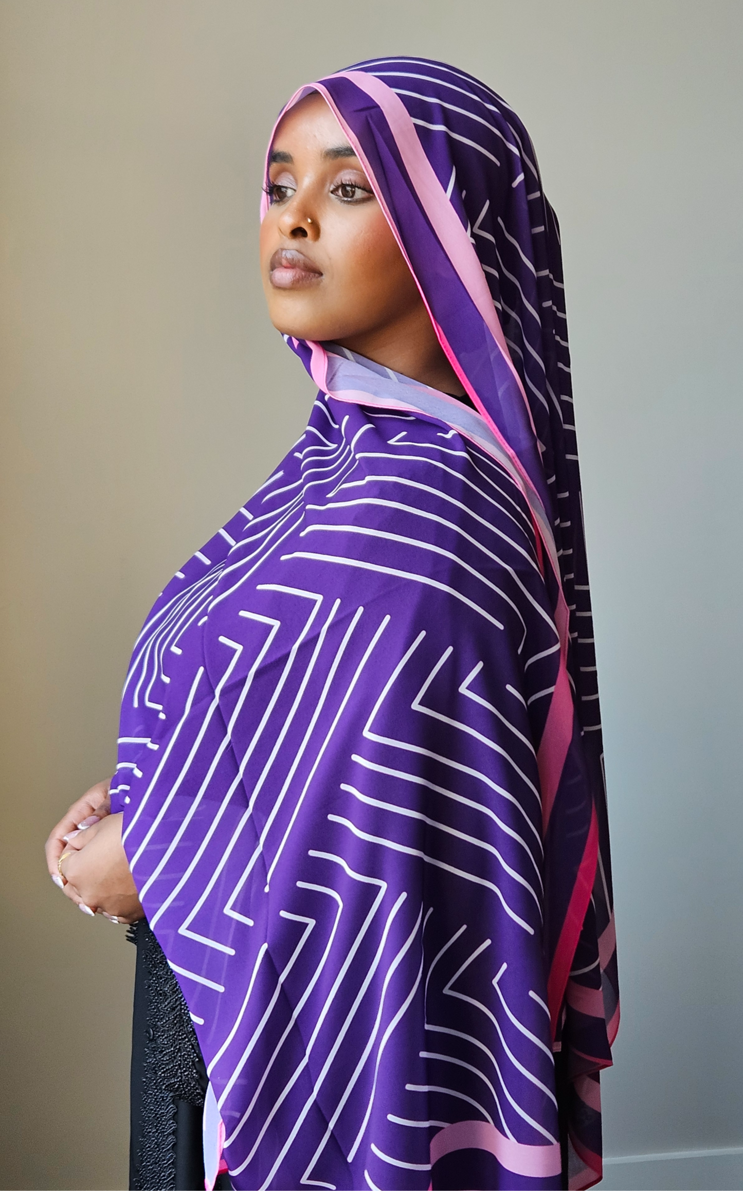Purple Geometric Chiffon