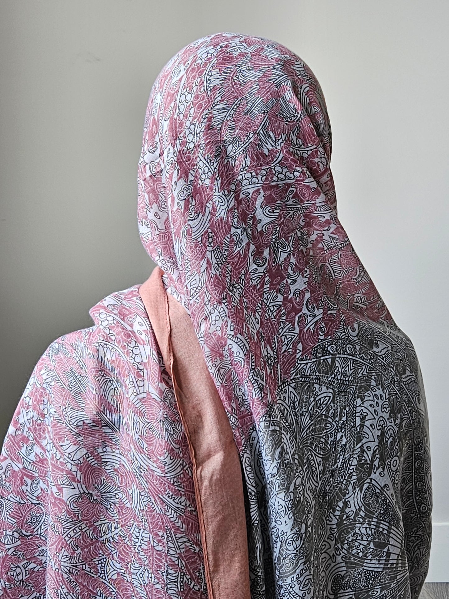 Salmon Cotton Print Hijab