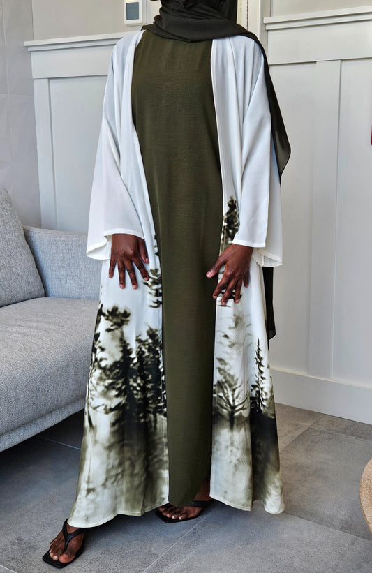 Breezy Elegance: Summer Light Abaya-Green