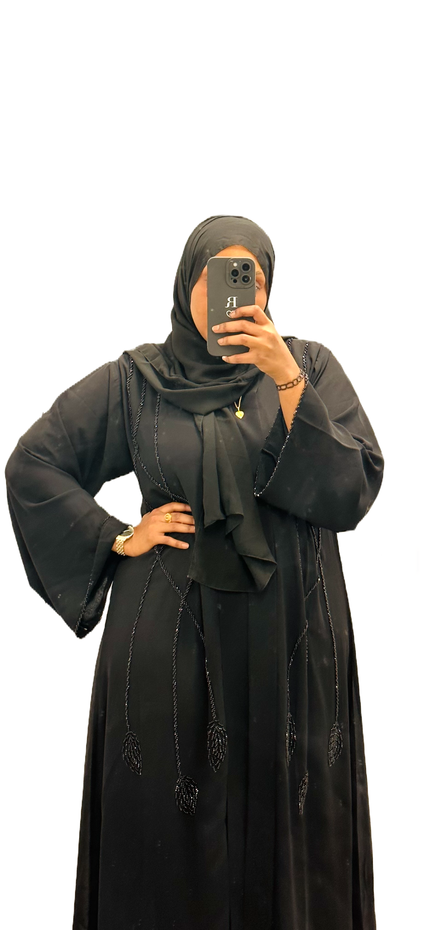 Black Abaya with Stones