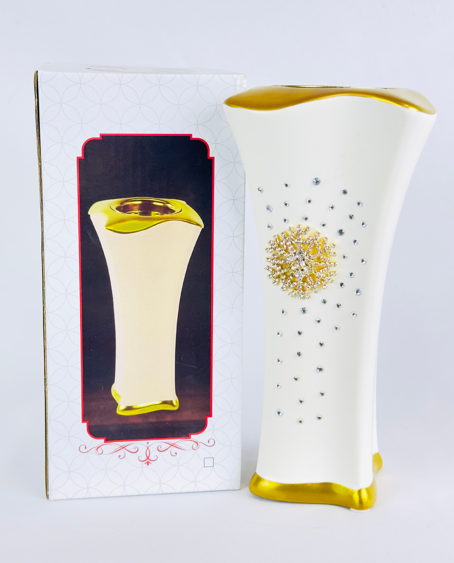 WHITE & GOLD CRYSTAL INCENSE BURNER