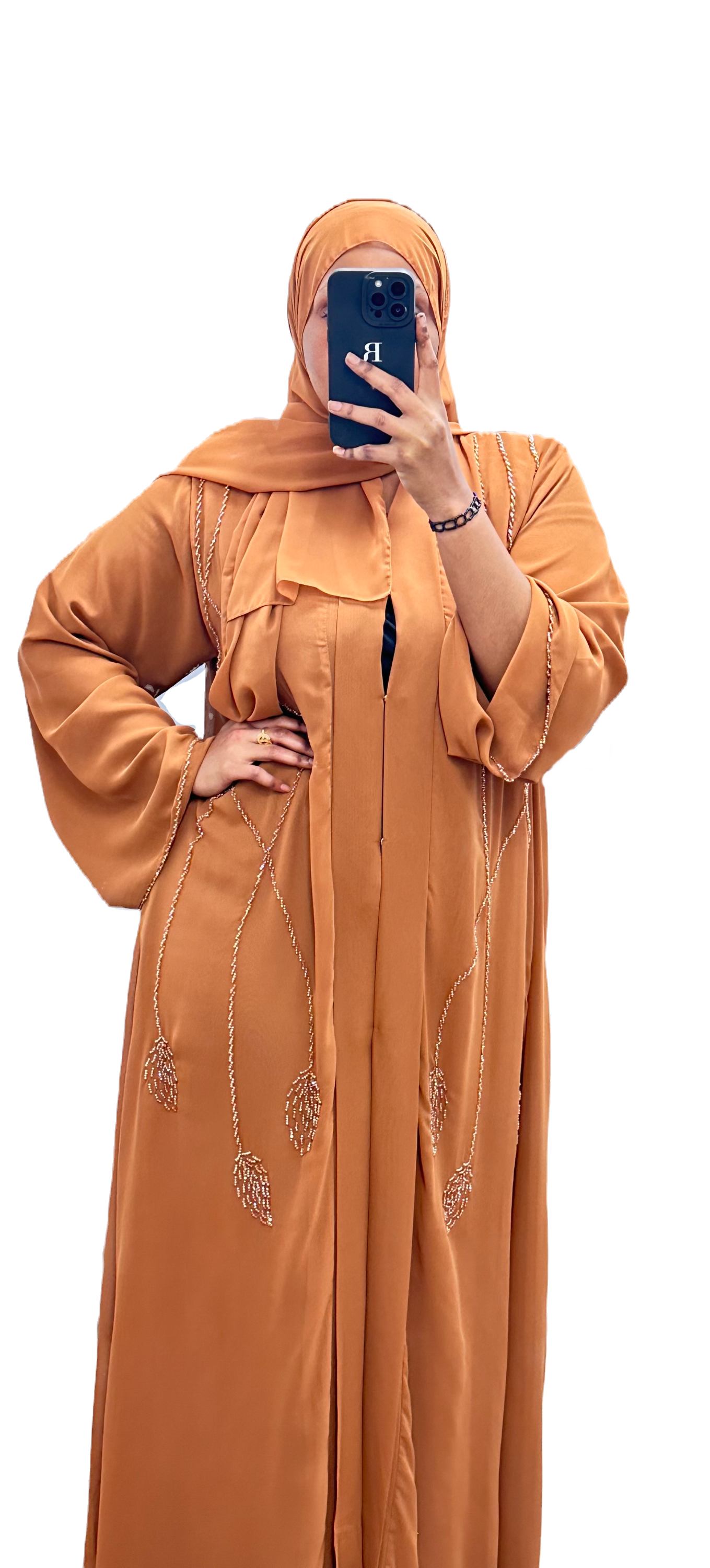 Brown Abaya with Stones