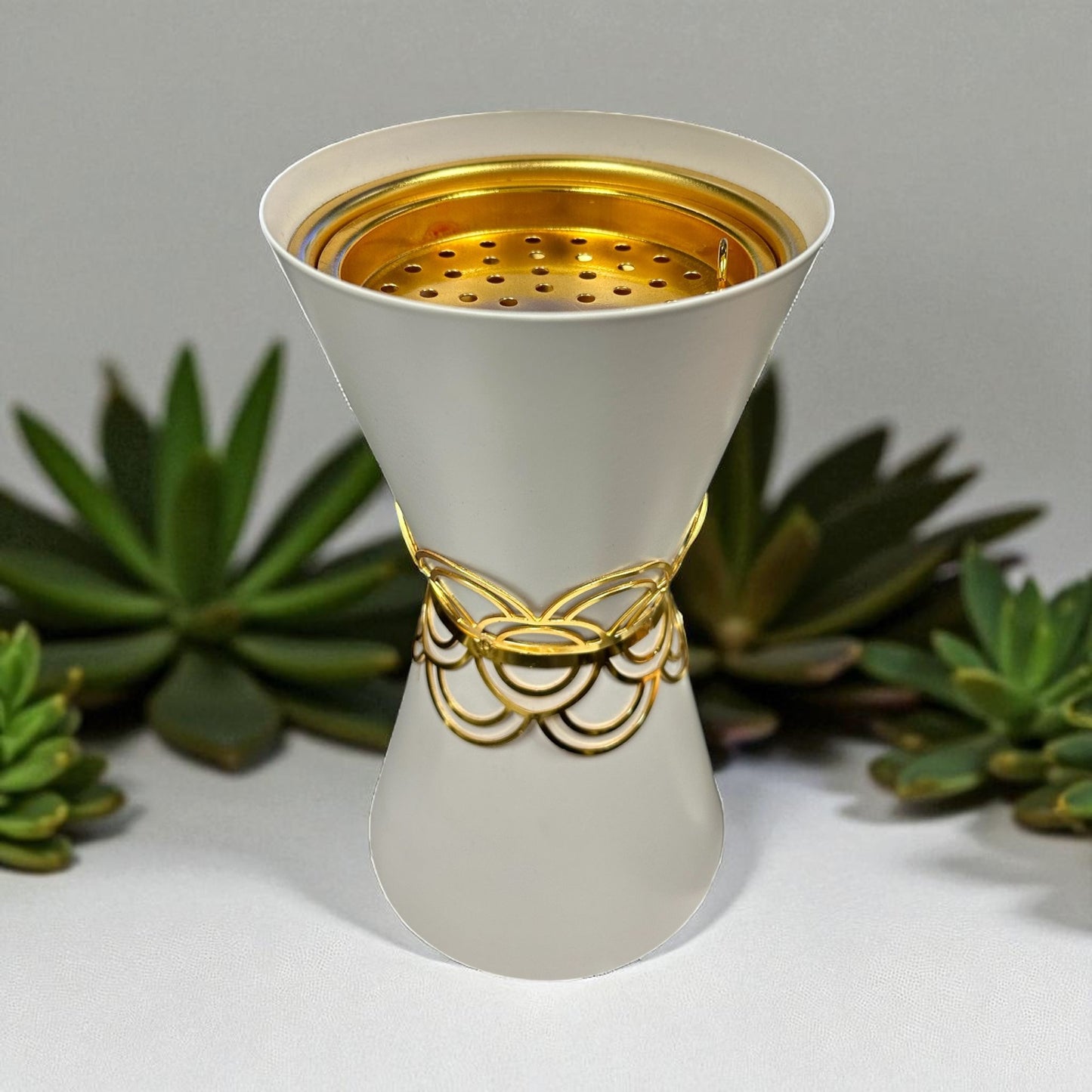 Golden Hourglass Incense Burner