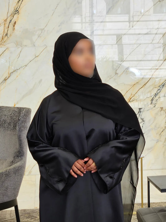 Black Satin Flow - Aurora Abaya Collection