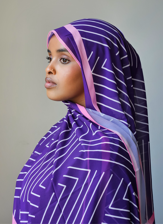 Purple Geometric Chiffon