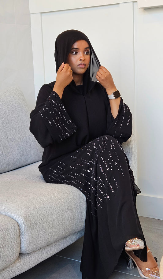 Snowflake Serenity Abaya-Black