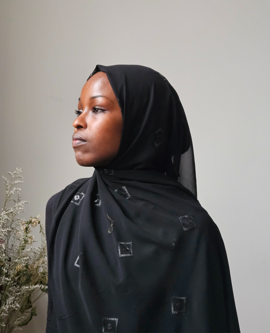 Summer Soft Chiffon Black Scarf: Whisper Knit Collection