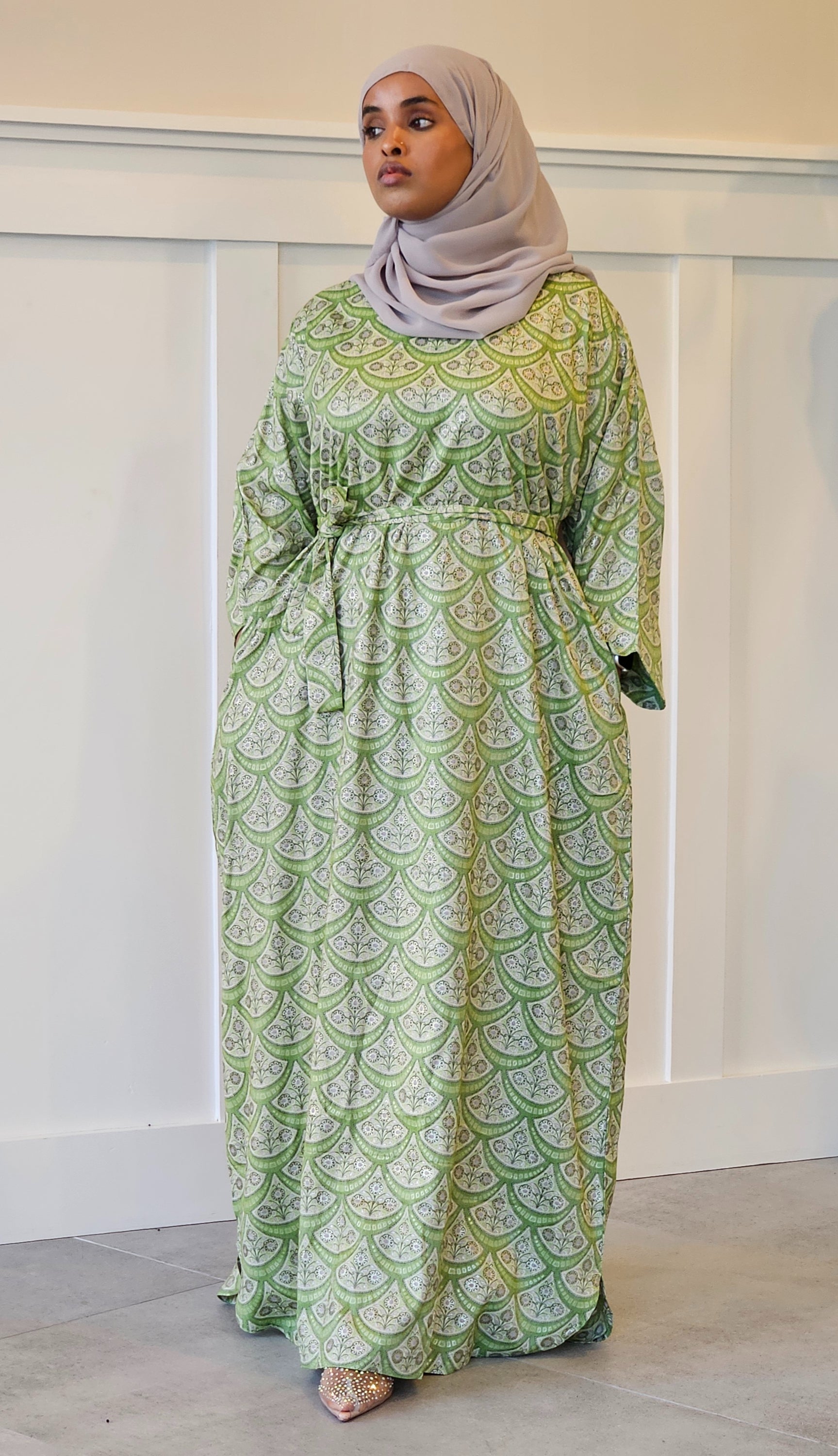 Mabruuk Citrus Grove Kaftan Green Modest Maxi Dress For Women Mabruuk Citrus Grove Kaftan Green Modest Maxi Dress For Women