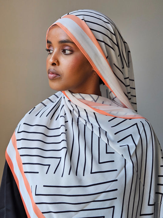 White Geometric Chiffon