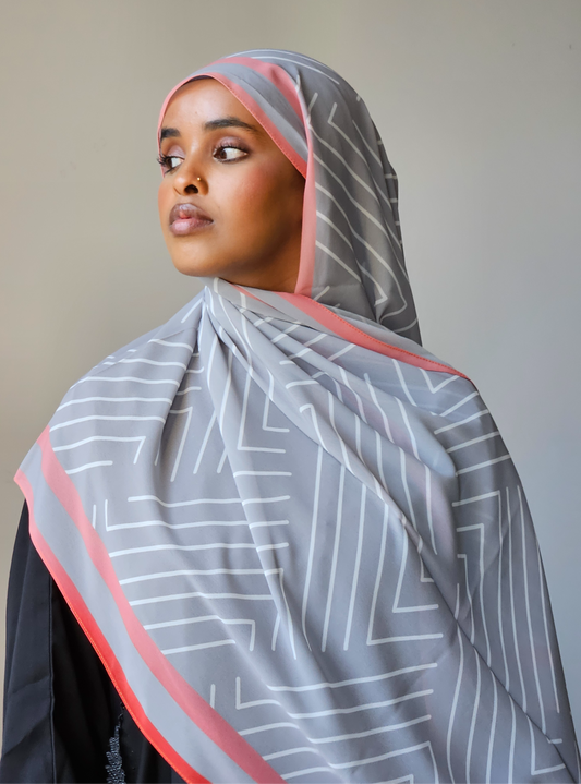 Grey Geometric Chiffon