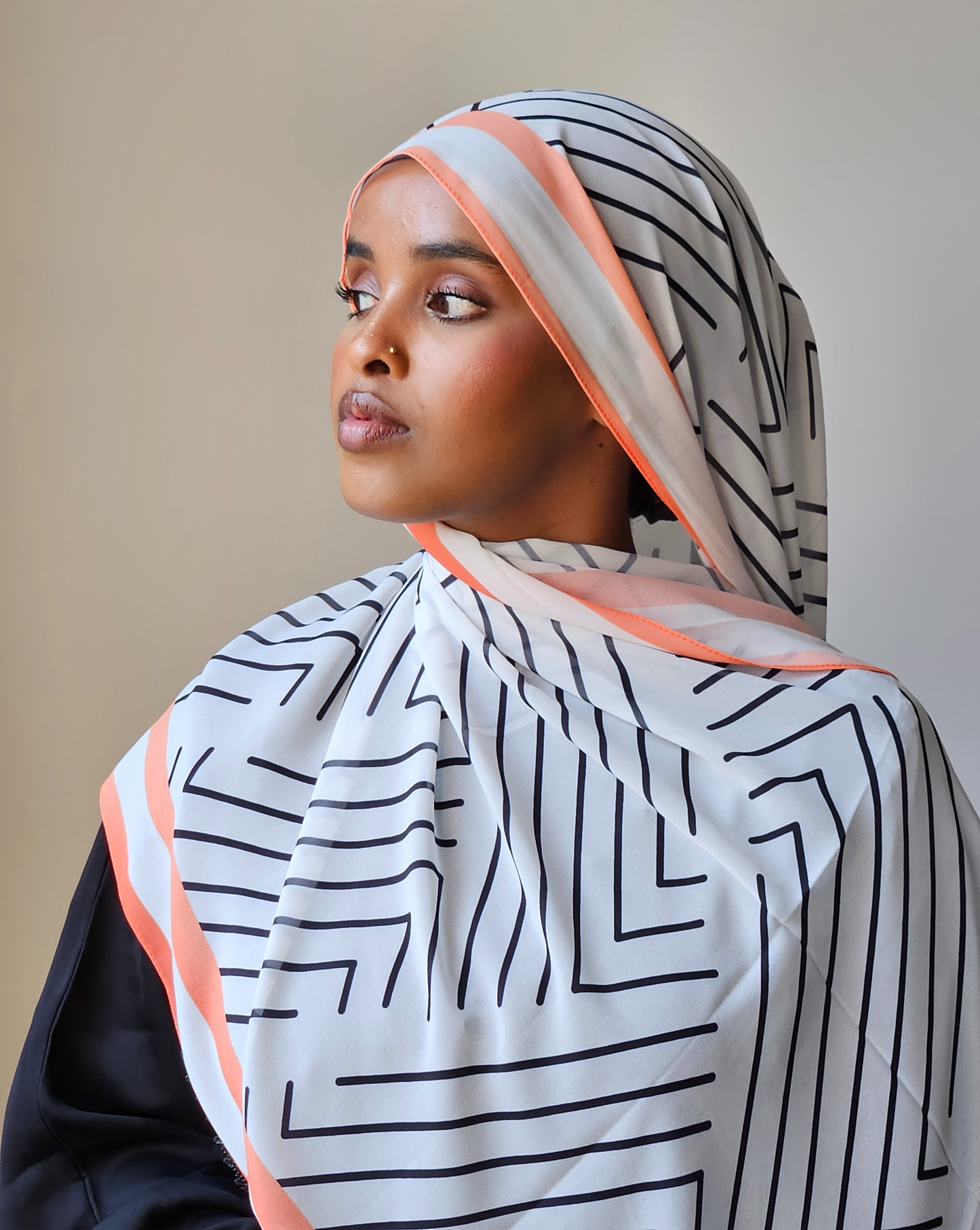 White Geometric Chiffon