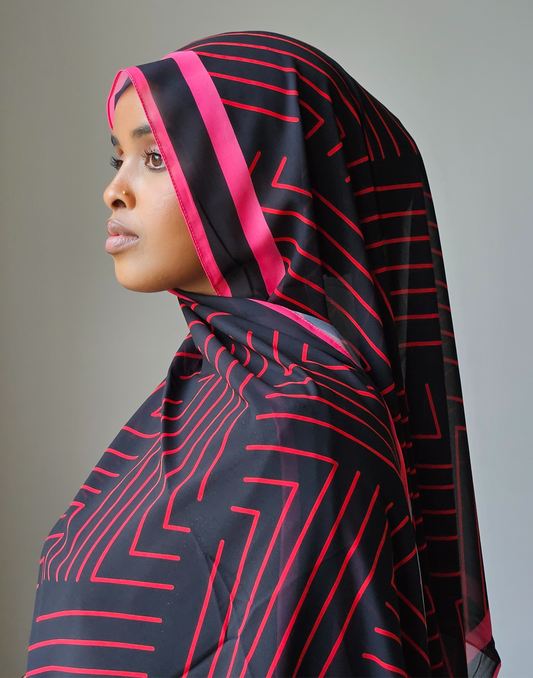 Midnight Geometric Chiffon