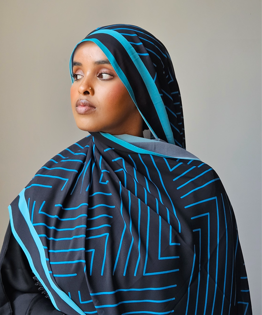 Blue Geometric Chiffon