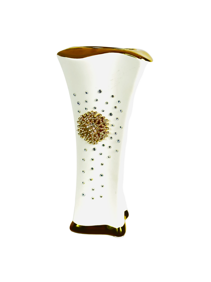 WHITE & GOLD CRYSTAL INCENSE BURNER