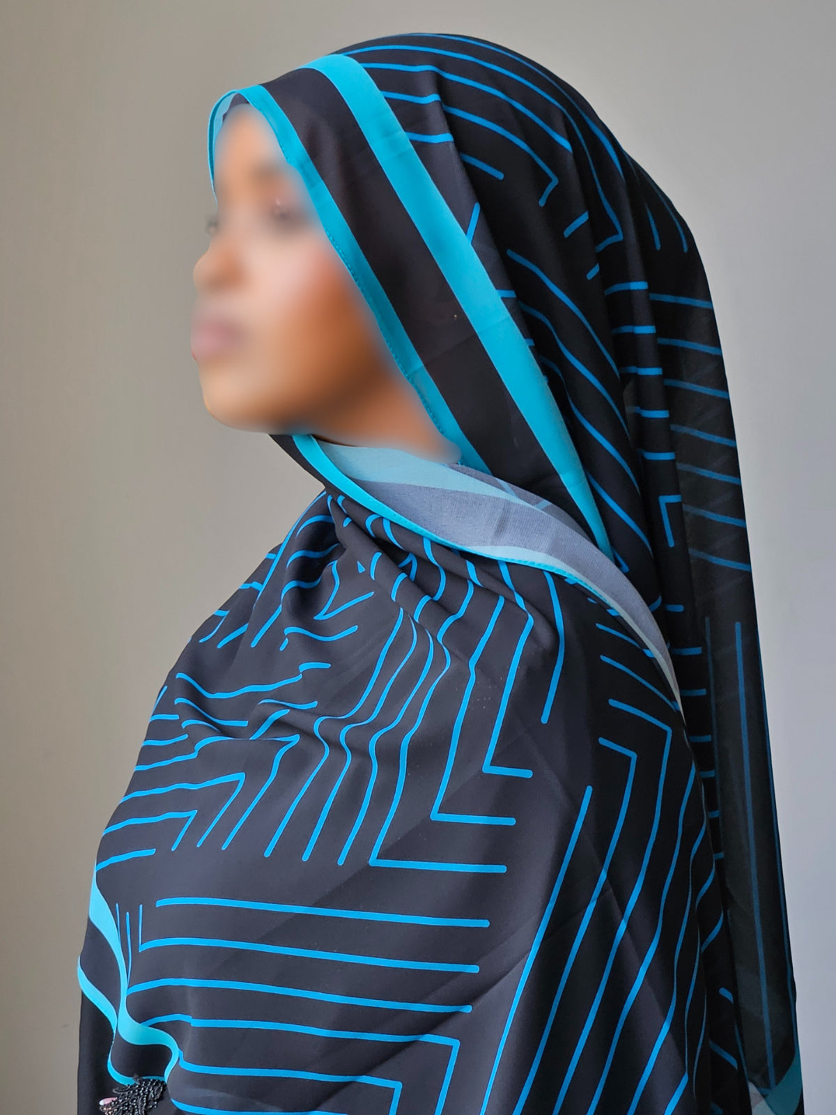 Blue Geometric Chiffon