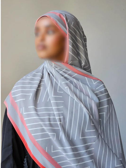 Grey Geometric Chiffon