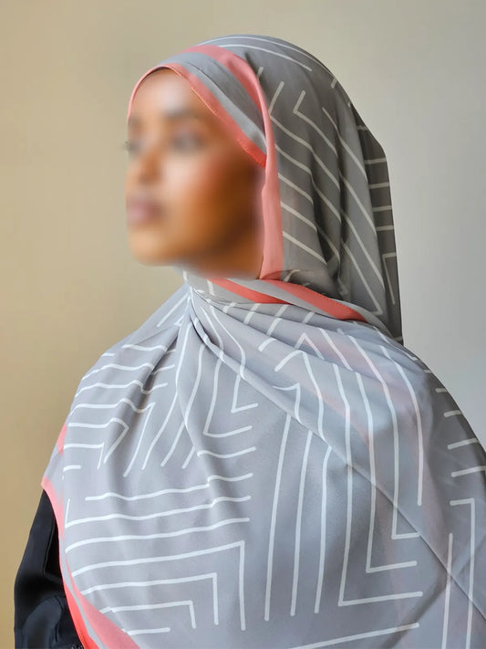 Grey Geometric Chiffon