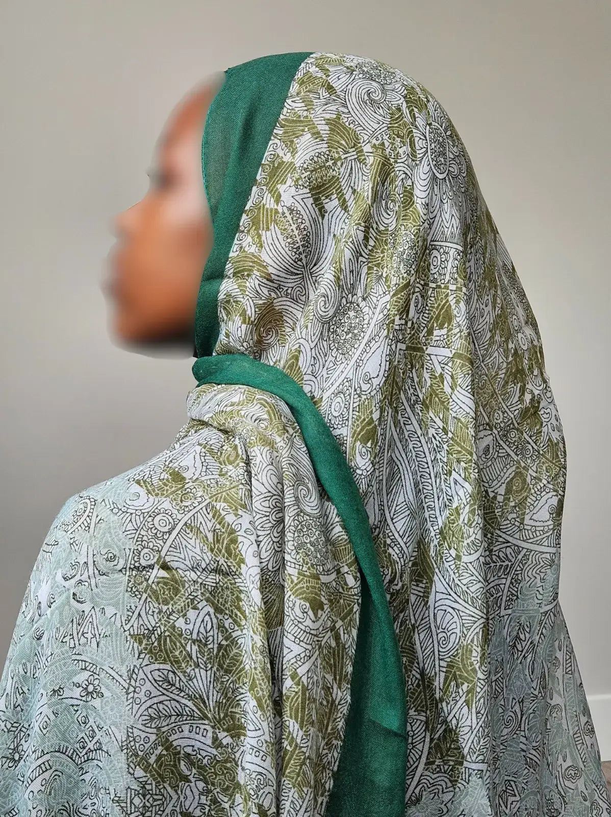 Green cotton Print Hijab