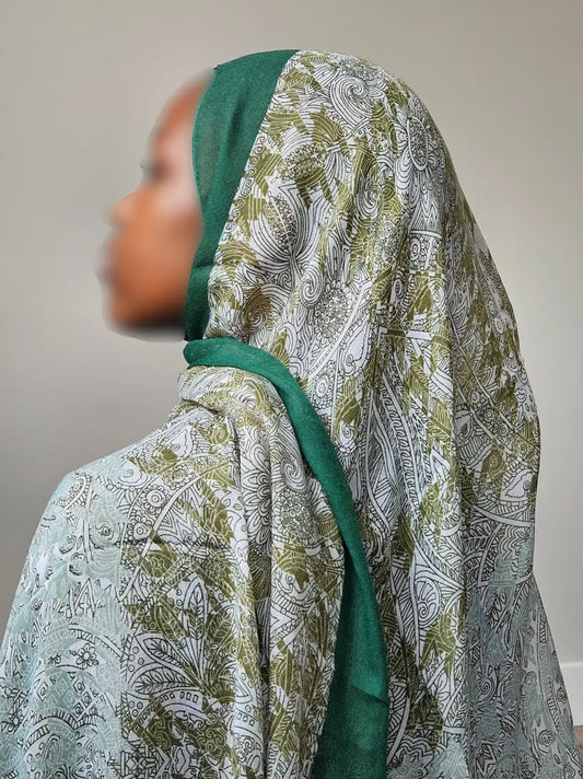 Green cotton Print Hijab