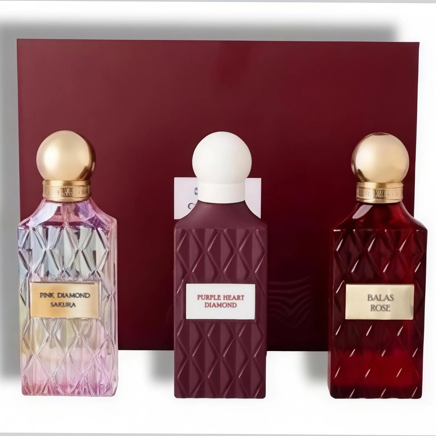 IBRAQ Maroon Diamond Collection Luxury Perfume Gift Set with Three Signature Fragrances