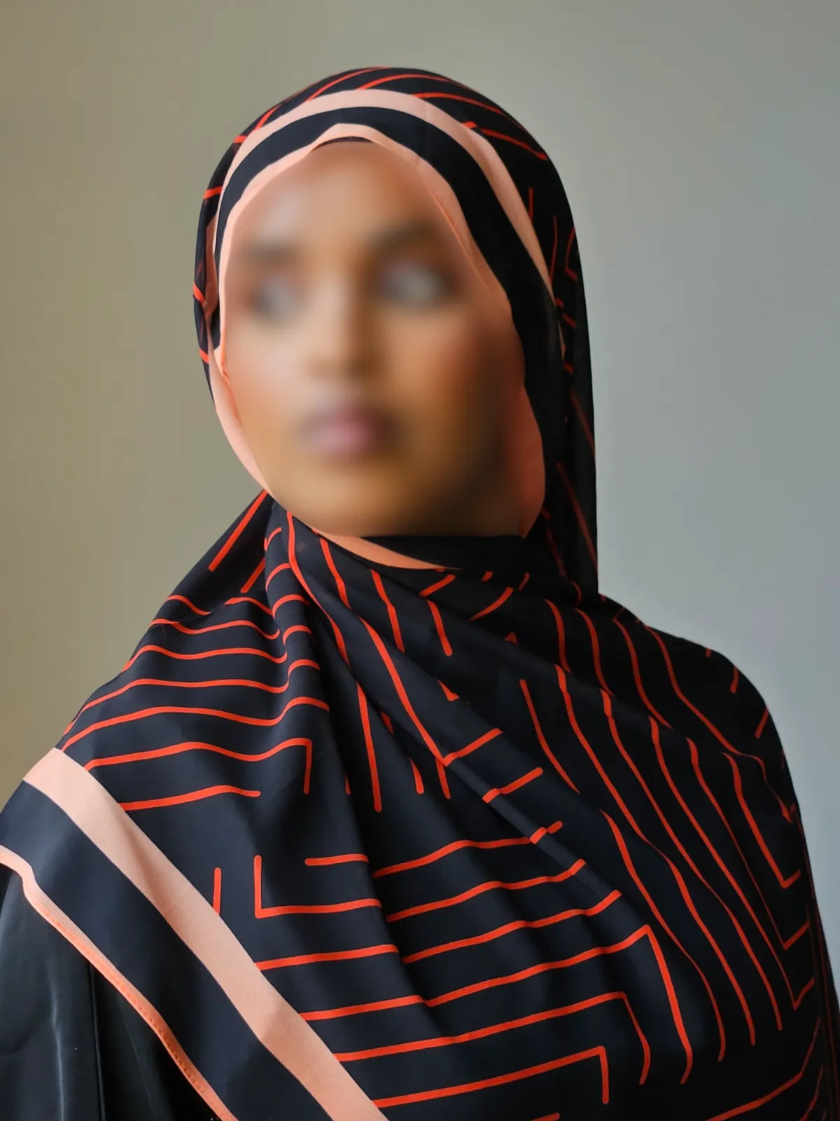 Midnight Coral Geometric Chiffon