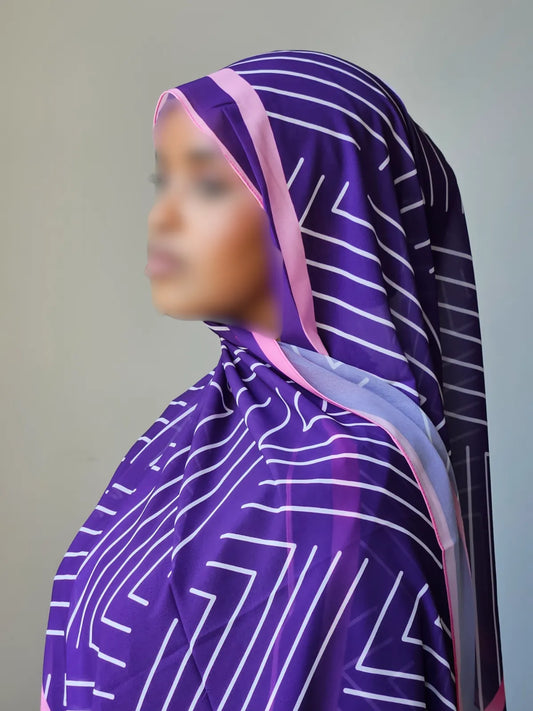 Purple Geometric Chiffon
