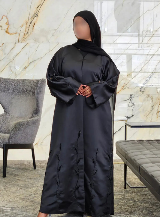 Black Satin Flow - Aurora Abaya Collection