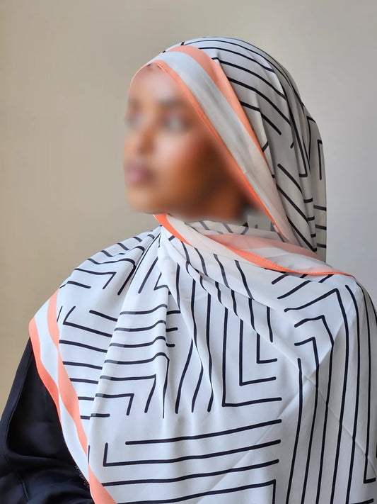 White Geometric Chiffon