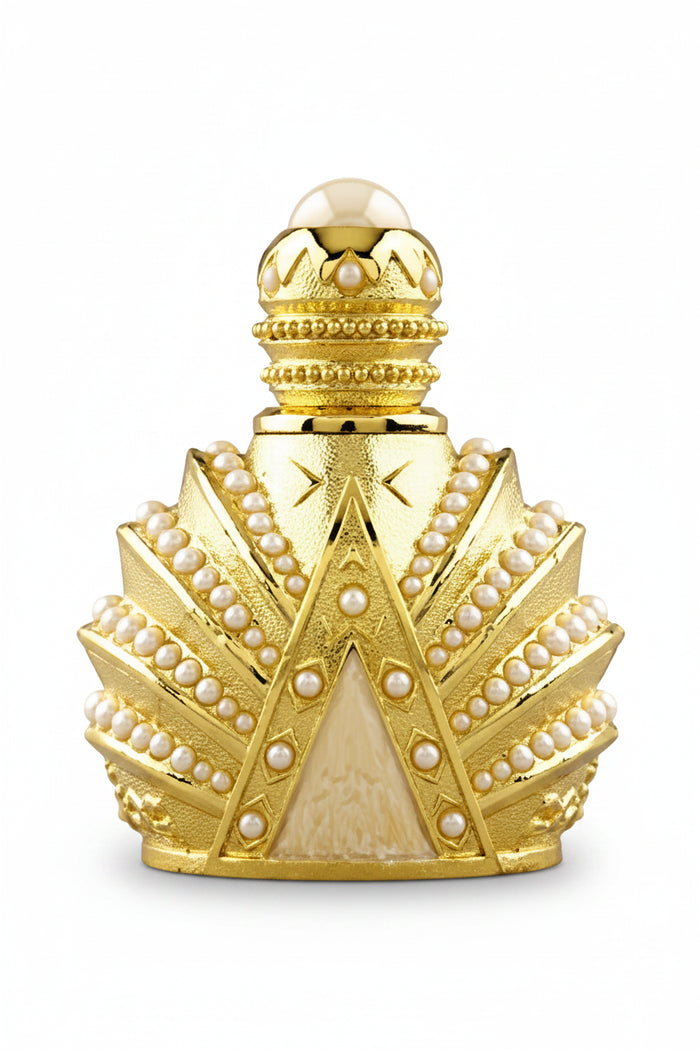 Al Rehab Bahrain Pearl Oil 20ml elegant gold perfume oil bottle with pearl-inspired decorative design