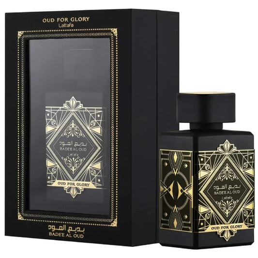 Bade'e Al Oud For Glory Lattafa Parfum 100ml bottle and box
