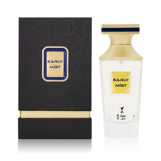 Early Mist Unisex Parfum 50ml white and gold perfume bottle with elegant black and gold gift box