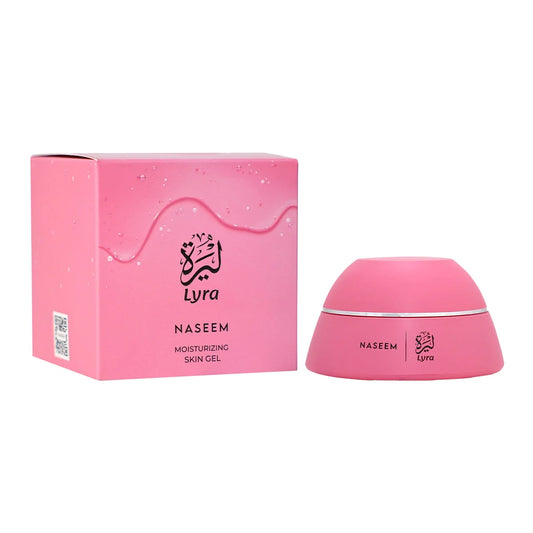 Naseem Lyra Skin Gel 25ml moisturizing skin gel in pink packaging and container