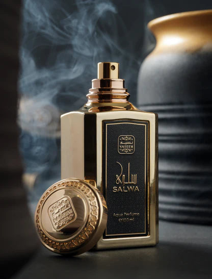 Naseem Salwa Aqua Parfum 100ml gold perfume bottle with ornate cap