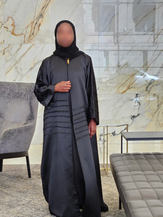 Black Tiered Sleeve - Aurora Abaya Collection