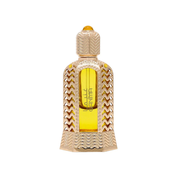 Naseem Ganima 18ml concentrated perfume oil in gold-engraved bottle
